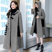 Sieviešu vilnas mētelis 2023. gada jaunais rudens un ziemas vidēja garuma variants, sieviešu jaka Temperamenta modes elegants sieviešu vilnas virsdrēbes