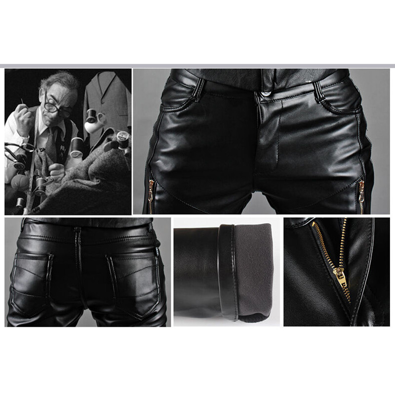 Idopy Halloween Show Costum de petrecere gotic punk pentru bărbați Pantaloni din piele artificială PU auriu Fermoar Hip Hop Pantaloni negri pentru bărbați