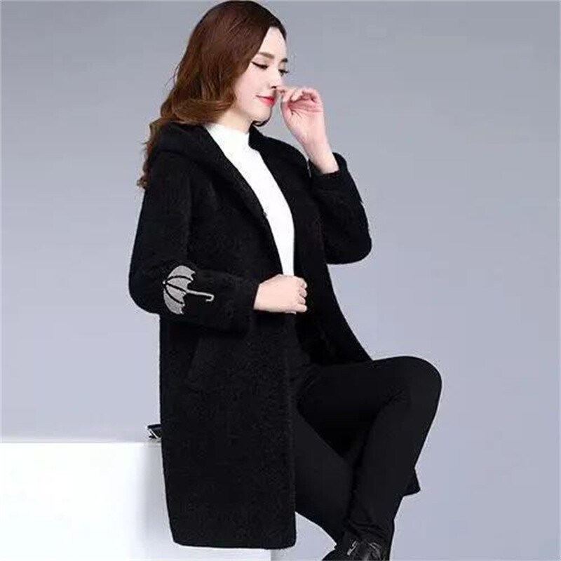 Rudens ziemas berberu vilnas vējjaka 2024. gads. Jauns sieviešu apģērbs ar kapuci vienkrāsains modes mētelis, biezs sieviešu virsjaka