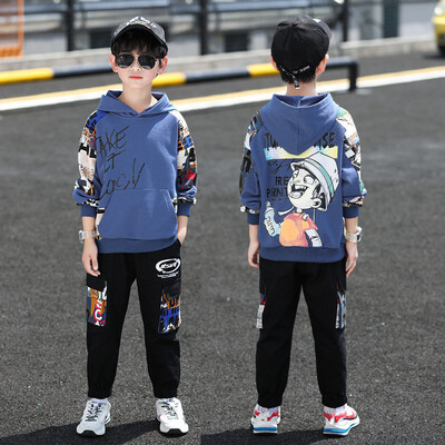 Fiúk őszi ruházati öltöny 2024 új gyerekruhák rajzfilm 5-14 éves fiúk tréningruha szett gyerekeknek kapucnis felsők és nadrágok
