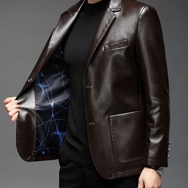 Rudens ziema Vīriešu korejiešu mode Ikdienas PU ādas jaka Hombre Bieza Silta Pievienot Velvet Buttos Mētelis Vīriešu Vispārpiemērots ārdrēbes Tops