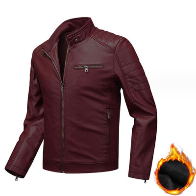 Ādas jaka pavasara rudens vīriešu klasiski lielizmēra aitādas topi brīvi mākslīgās ādas jaka plus samta tauku ādas virsdrēbes