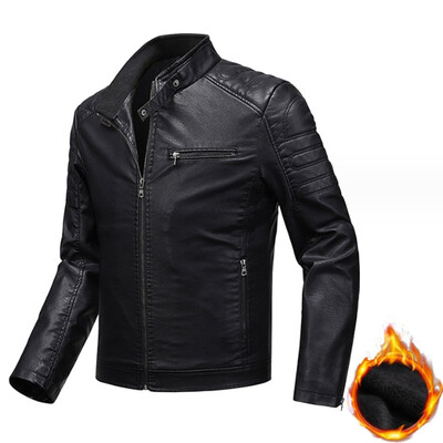 Ādas jaka pavasara rudens vīriešu klasiski lielizmēra aitādas topi brīvi mākslīgās ādas jaka plus samta tauku ādas virsdrēbes