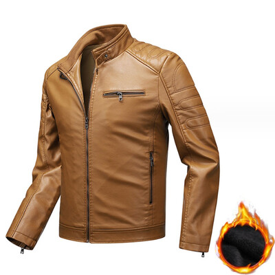 Ādas jaka pavasara rudens vīriešu klasiski lielizmēra aitādas topi brīvi mākslīgās ādas jaka plus samta tauku ādas virsdrēbes