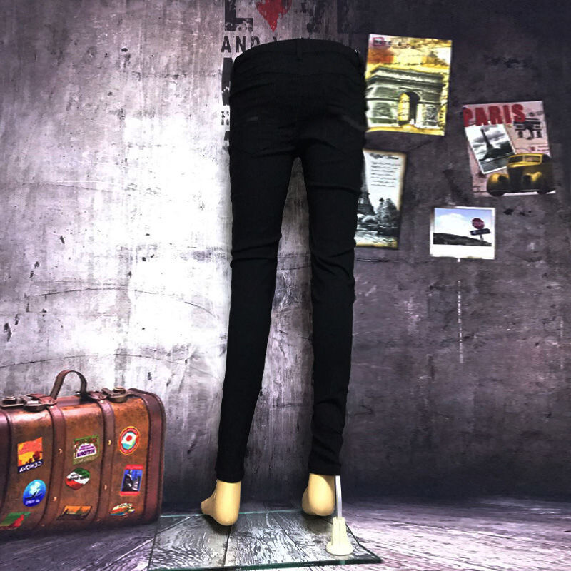 Ανδρικό 2024 Μόδα Slim Fit Skinny Παντελόνι Personality Rivet Δερμάτινο συνονθύλευμα στενό μποτάκι παντελόνι