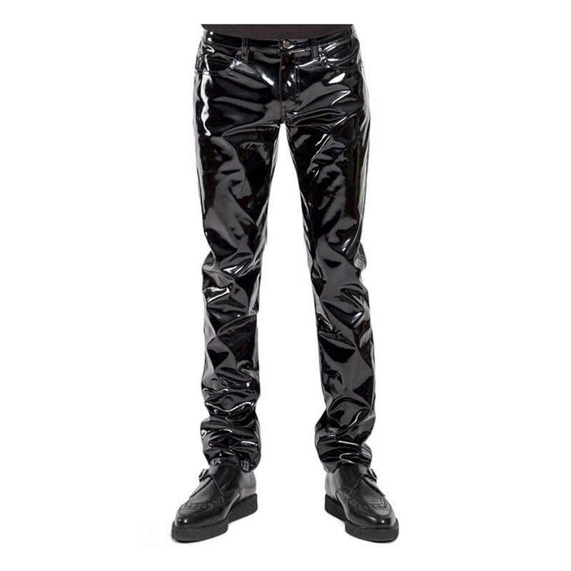 Muške kožne hlače Skinny Fit Rock Punk Trendy Scenski kostimi Udobne buntovničke kožne hlače Seksi barske hlače za zabavu 2024.