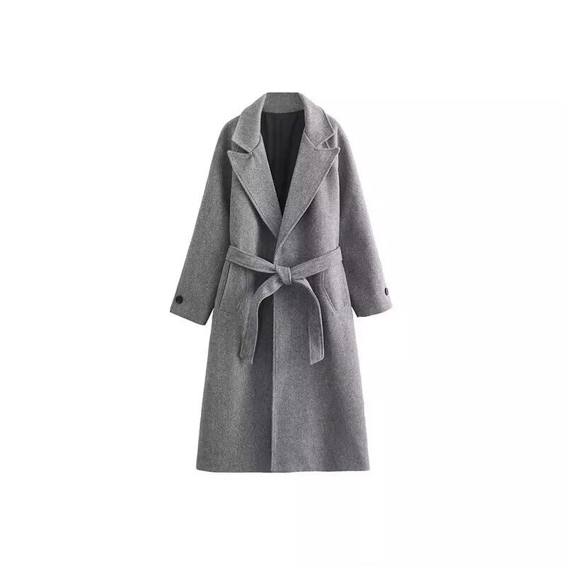 2024 nou stil de toamnă/iarnă, personalizată, ocazională, cu centură neutră, haină de lână, haină lungă și caldă