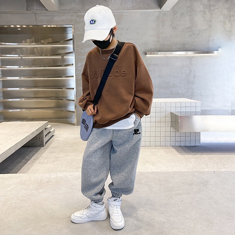 5-14 ani Adolescent baieti seturi de imbracaminte primavara toamna noua moda scrisori hanorac + pantaloni 2 buc costume trening pentru haine copii