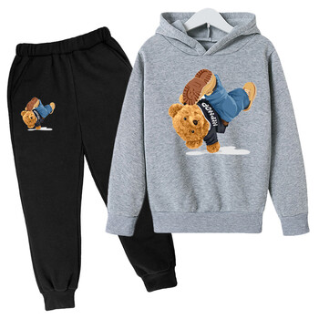 Παιδικό φούτερ Hoodie Boys Girls Spring Toy Bear Printing Toddler 3-12 Year Set Advanced Fabrics Αθλητικά ρούχα