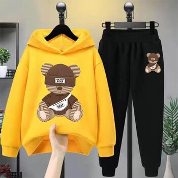 Cartoon Bear hoodie Cartoon Cartoon Cartoon Παιδικά ρούχα για κορίτσια αγόρια Φούτερ σετ κουκούλα δύο σετ