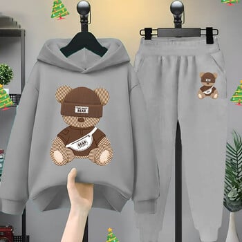 Cartoon Bear hoodie Cartoon Cartoon Cartoon Παιδικά ρούχα για κορίτσια αγόρια Φούτερ σετ κουκούλα δύο σετ