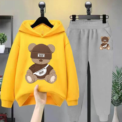 Rajzfilm Bear kapucnis pulcsi Rajzfilm Rajzfilm Rajzfilm Gyerekruházat Gyerek lányok Fiúk Pulóver pulóver szett két garnitúra