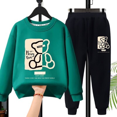 Rudens mazuļu zēnu drēbju komplekts bērniem karikatūra apdrukāti džemperi ar džemperi un bikses 2gab uzvalks bērniem meitenes modes treniņtērpi