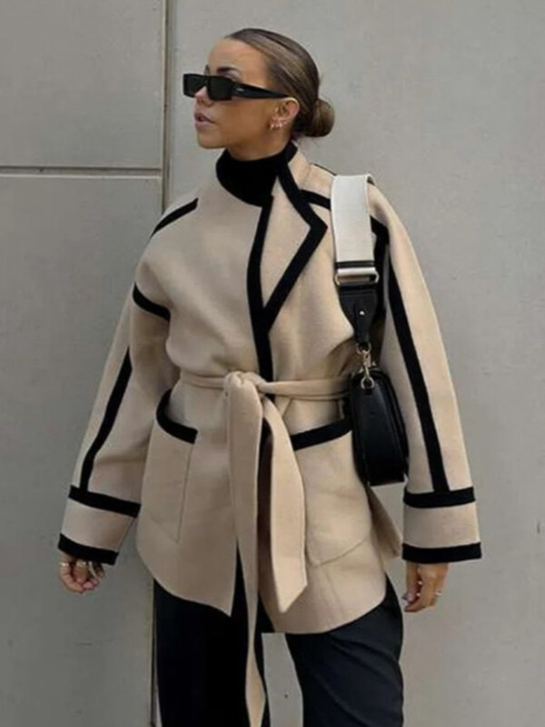 Ikdienas mežģīņu sieviešu mētelis jaciņš ar garām piedurknēm ziemas virsdrēbes Modes High Street Eleganta silta jaka Sieviešu mēteļi