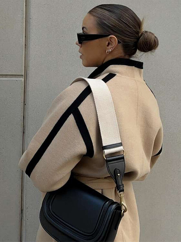 Ikdienas mežģīņu sieviešu mētelis jaciņš ar garām piedurknēm ziemas virsdrēbes Modes High Street Eleganta silta jaka Sieviešu mēteļi