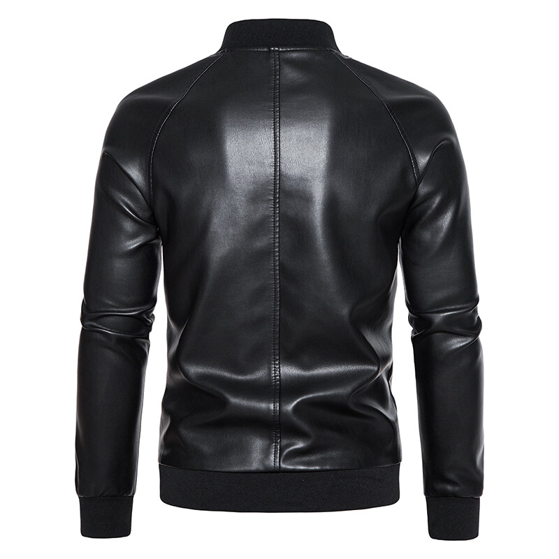 Jachete moto bomber din piele pentru bărbați Guler Baseball Express Faux PU Bicicletă pentru bărbați