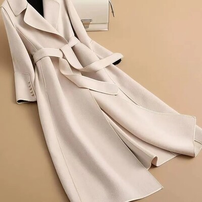 2023 Feminin Toamnă Iarnă Culoare Solidă Coreeană Subțire Palton de Lână Femei de lungime mijlocie Lână Matlasată Catifea Coat îngroșatA679