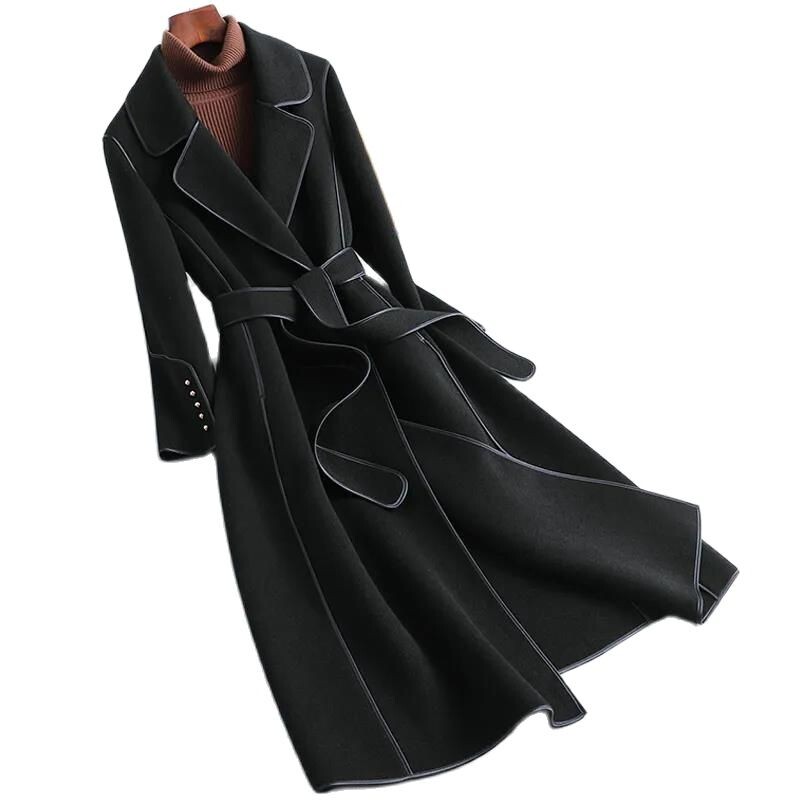 2023 Feminin Toamnă Iarnă Culoare Solidă Coreeană Subțire Palton de Lână Femei de lungime mijlocie Lână Matlasată Catifea Coat îngroșatA679