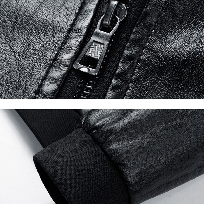 Jachetă din PU pentru bărbați Mărimea Plus 6XL 7XL Jachetă de piele de toamnă de culoare uni