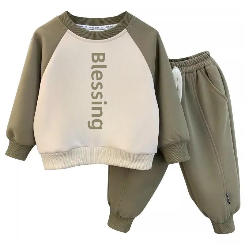 Proljeće Jesen Modno odijelo za dječake Dugi rukavi Sweatshirt koji blokira boje Ležerne hlače Dječji sportski set od 2 komada