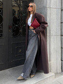 2024 Φθινόπωρο Κομψό μάλλινο μάλλινο παλτό με διπλό στήθος πέτο Γυναικείο πανωφόρι με τσέπες μακριά μανίκια casual παλτό Lady Streetwear