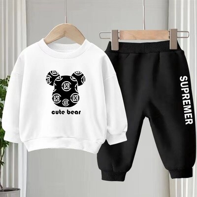 Set de haine de toamnă pentru copii, băieți, fete, hanorace imprimate cu desene animate, pulover, top și pantaloni, treninguri cu mânecă lungă pentru bebeluși