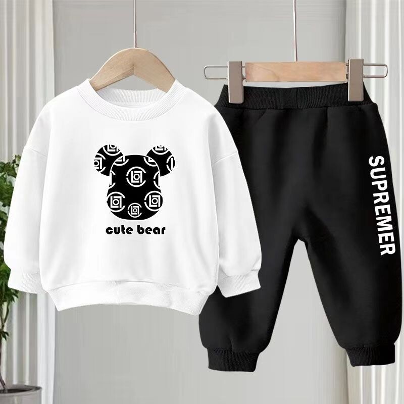 Set de haine de toamnă pentru copii, băieți, fete, hanorace imprimate cu desene animate, pulover, top și pantaloni, treninguri cu mânecă lungă pentru bebeluși