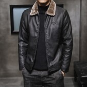 Blana pentru bărbați din piele de pluș Jachete din piele Pu pentru bărbați Moda ocazională Slim Windbreak Iarna Catifea Imbracaminte calda Imbracaminte 4XL