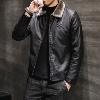 Blana pentru bărbați din piele de pluș Jachete din piele Pu pentru bărbați Moda ocazională Slim Windbreak Iarna Catifea Imbracaminte calda Imbracaminte 4XL