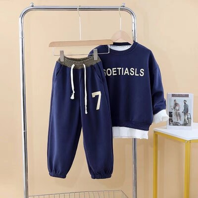 Rudens bērnu zēnu apģērbu komplekts ar burtiem apdrukāti džemperi, džemperis un bikses, 2 gab., kostīms, pusaudžu meitenes, treniņtērpi apakšā