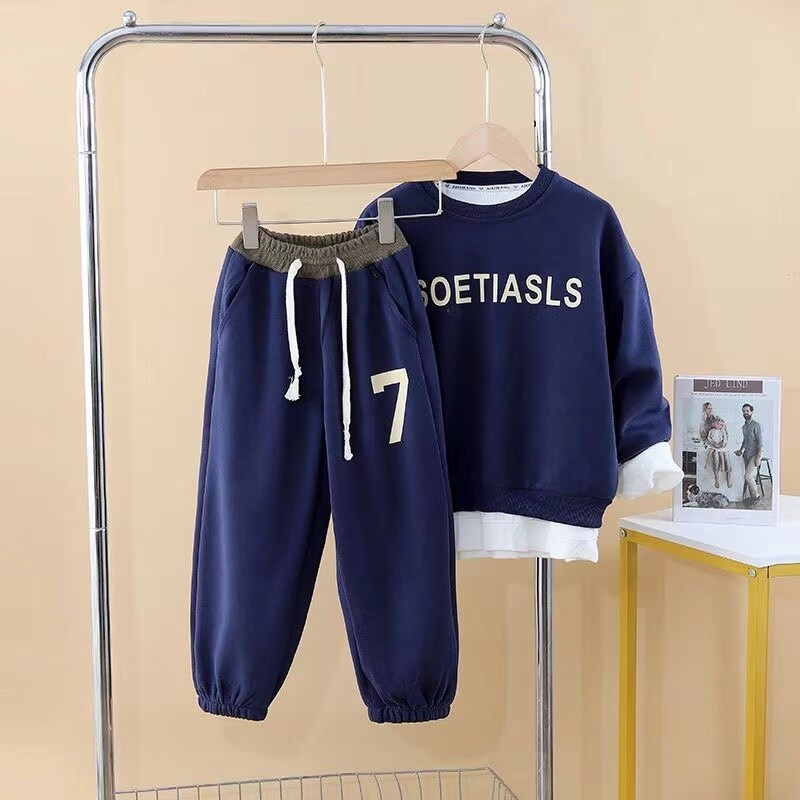 Rudens bērnu zēnu apģērbu komplekts ar burtiem apdrukāti džemperi, džemperis un bikses, 2 gab., kostīms, pusaudžu meitenes, treniņtērpi apakšā