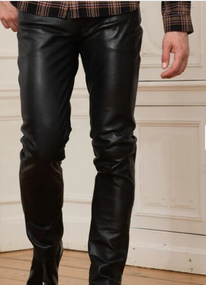 Thoshine zīmola vīriešu ādas bikses Skinny Fit elastīgs stils modes PU ādas bikses motociklu bikses plānas ielas apģērbs