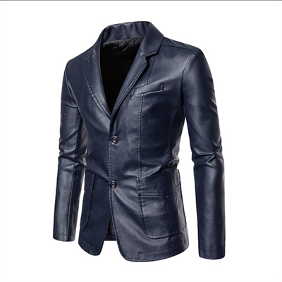 2023 Noi pentru bărbați de afaceri ocazional jachetă din piele negru/kaki Moda bărbați Costum guler paltoane Dimensiune mare 5XL Slim Fit Top