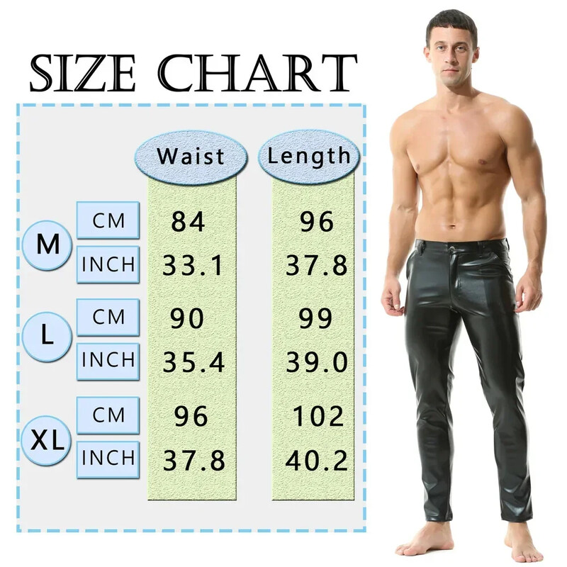 Férfi divat rock stílus PU bőr nadrág Férfi műbőr karcsú motoros nadrág Bőr nadrág motoros nadrág éjszakai klub viselet