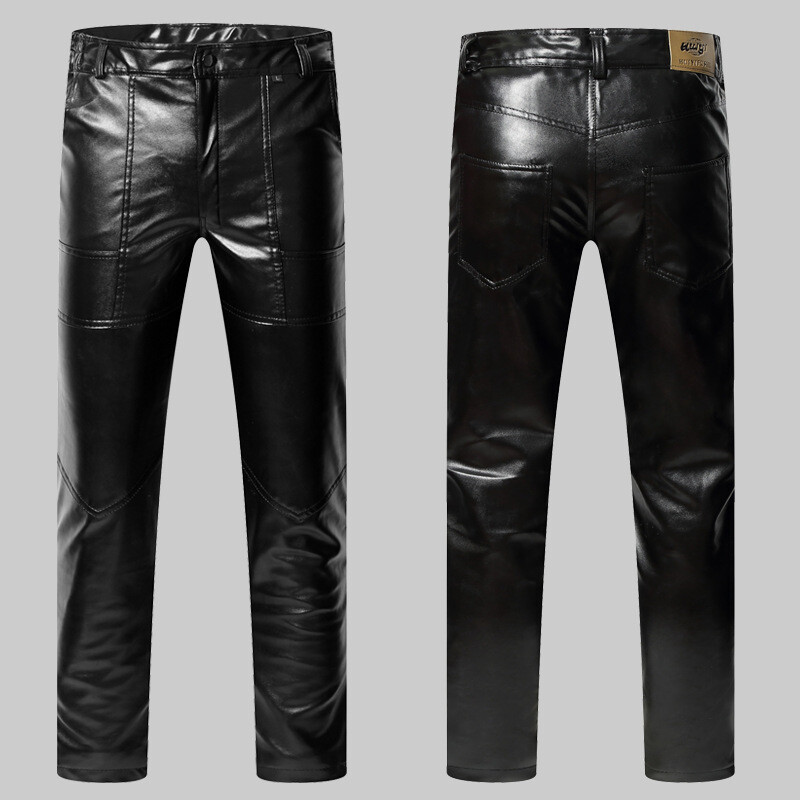 Zimske debele tople motociklističke PU kožne hlače Muške pahuljaste ležerne motociklističke umjetne kože Duge hlače otporne na vjetar, velika veličina 5XL