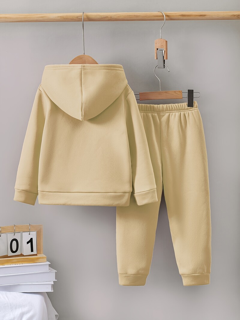 2 seturi de toamnă/iarnă nou casual, confort, stil sport, cu imprimeu cald pentru băiat, căptușeală caldă cu hanorac și pantaloni de trening