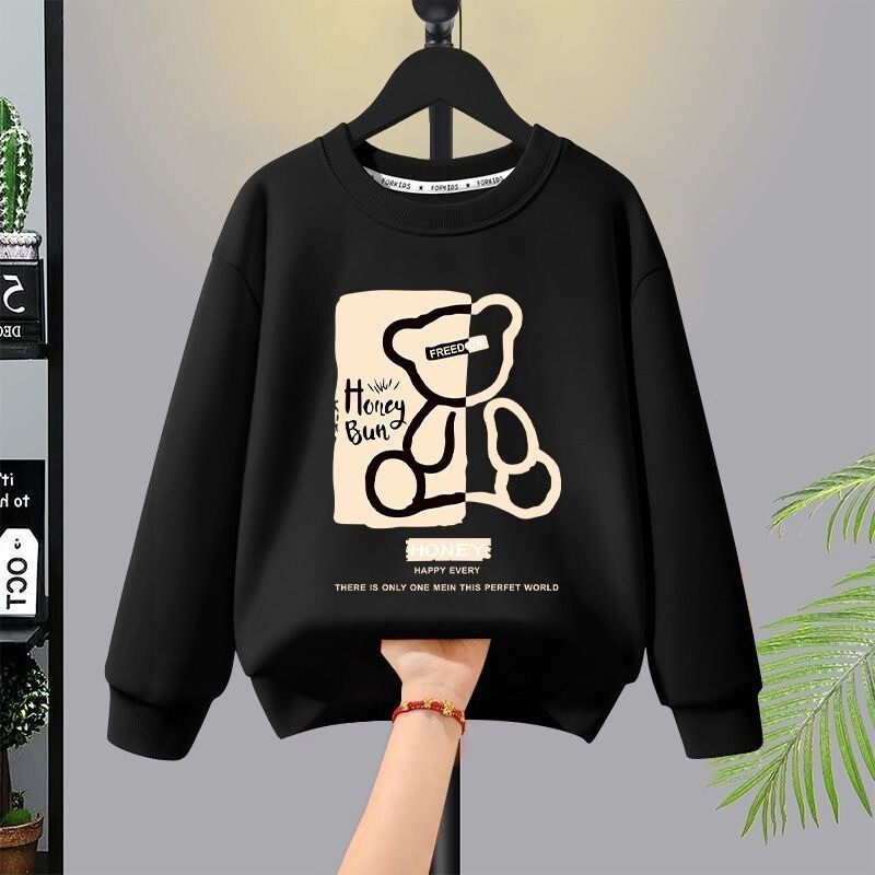 Rudens mazulis meitene zēns drēbju komplekts bērniem karikatūra lācis apdrukāts džemperis tops un bikses dibens divdaļīgs uzvalks kokvilnas treniņtērps