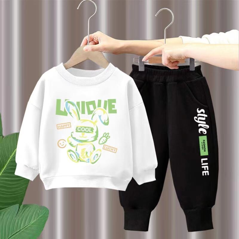 Set de haine de toamnă pentru copii, băieți, fete, desene animate, iepure, hanorace, pulover, top și pantaloni, ținute pentru bebeluși, treninguri