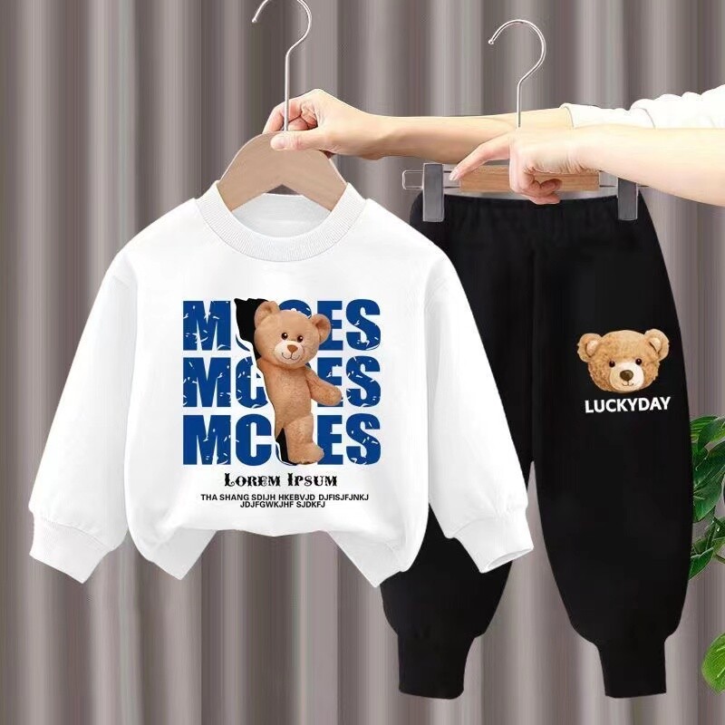 Set de haine de toamnă pentru bebeluși băieți, hanorace imprimate cu desene animate, pulover, top și pantaloni, 2 buc, costum pentru copii, fete, trening la modă