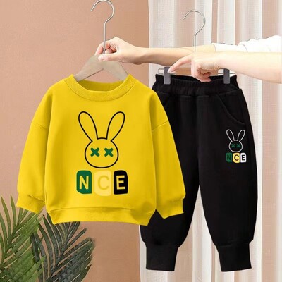 Set de haine de toamnă pentru copii, băieți, fete, hanorace imprimate cu iepure, pulover, top și pantaloni, 2 buc, costum pentru bebeluși, treninguri de modă