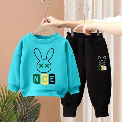 Set de haine de toamnă pentru copii, băieți, fete, hanorace imprimate cu iepure, pulover, top și pantaloni, 2 buc, costum pentru bebeluși, treninguri de modă