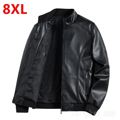 Tavaszi őszi trend férfi baseball gallér motoros bőrdzseki kabát ifjúsági big yards laza alkalmi kardigán kabát 8XL 7XL