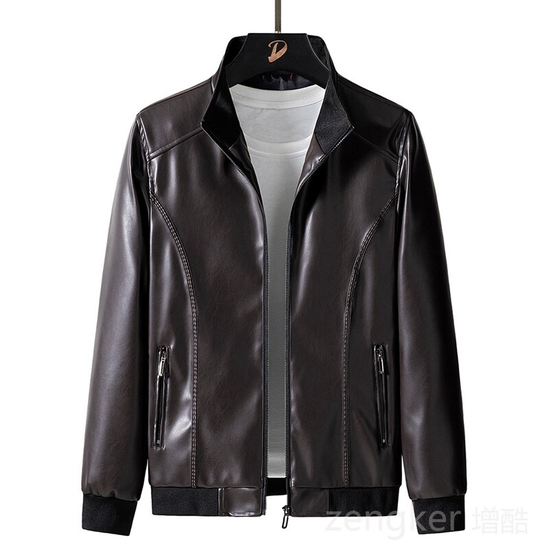 Tendință de primăvară, toamnă, pentru bărbați, cu guler de baseball, jachetă de piele pentru motociclist, jachetă pentru tineret, cardigan, lejer, 8XL 7XL