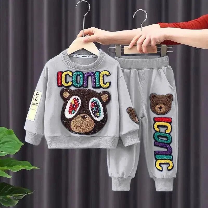 Set de haine de toamnă pentru fetiță, copil băiat, modă, desene animate, hanorace, pulover și pantaloni, jos, costum 2 buc., trening cu mânecă lungă pentru copii