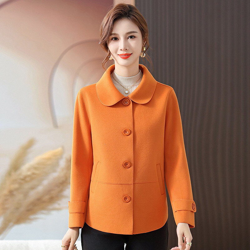 Toamnă iarnă 2023, nou, de înaltă calitate, cu două fețe, haină de lână pentru femei, scurtă, de vârstă mijlocie și în vârstă, pardesiu de lână pentru femei