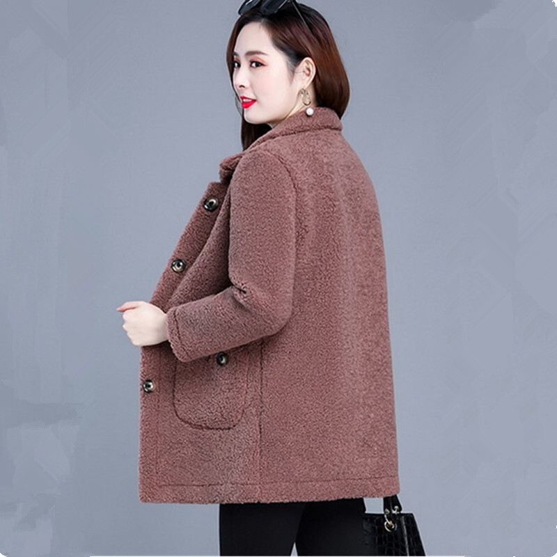 UHYTGF Jachetă de toamnă iarnă pentru mamă de vârstă mijlocie pentru femei, lână de miel, caldă, scurtă, haină de blană artificială, ocazională coreeană, 5XL, lângă mărime Outwear1847