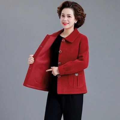 Toamnă Iarnă Jachetă de blană din lână imitație de nurcă pentru femei, ocazional, 5XL, dimensiune mare, haină scurtă de lână, cardigan îngroșat, pardesiu de lână