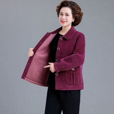 Toamnă Iarnă Jachetă de blană din lână imitație de nurcă pentru femei, ocazional, 5XL, dimensiune mare, haină scurtă de lână, cardigan îngroșat, pardesiu de lână