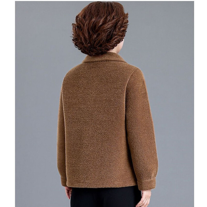 Toamnă Iarnă Jachetă de blană din lână imitație de nurcă pentru femei, ocazional, 5XL, dimensiune mare, haină scurtă de lână, cardigan îngroșat, pardesiu de lână