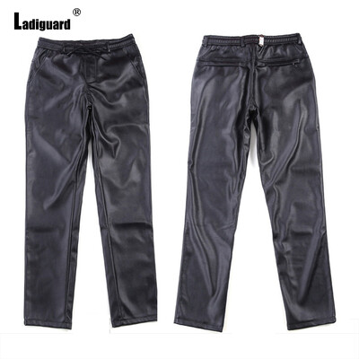 Ladiguard veće veličine muške pu kožne hlače muške jesenske modne motociklističke hlače seksi donji dio od umjetne kože muška ulična Homme 3XL